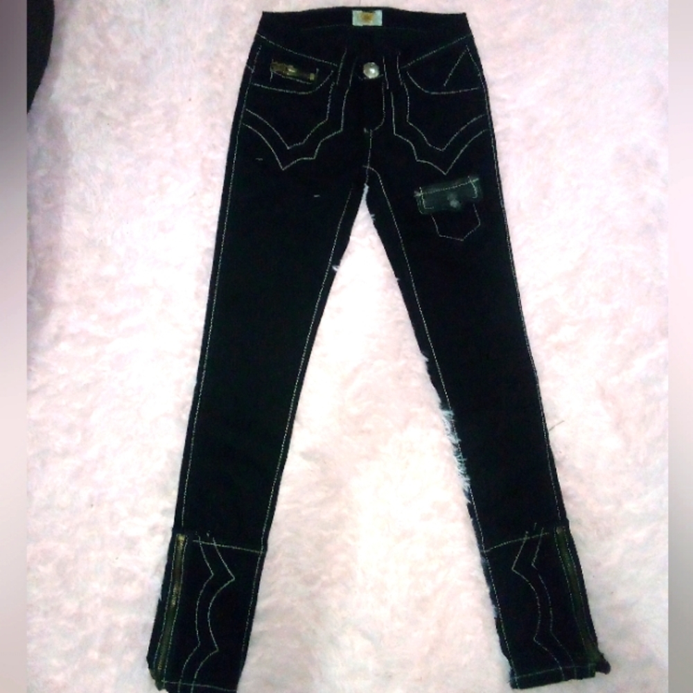 Antik Denim Black Carpenter Punk Skinny Jeans